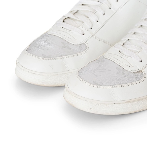 Louis Vuitton Rivoli White and Gray Leather Monogram High-Top Sneakers Men's 9 - Picture 8 of 9